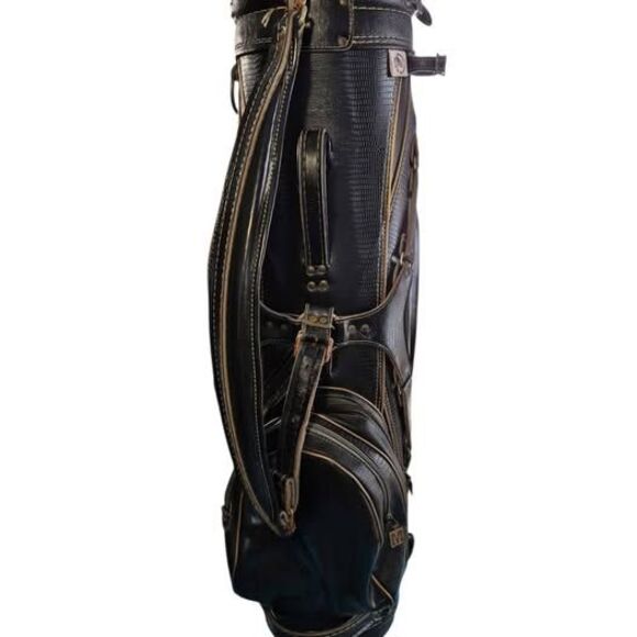 Vintage Miller Black 6-way Leather Golf Bag w/ Carry Strap - Made in USA - Picture 3 of 10